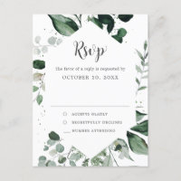 Emerald Greenery Eucalyptus Botanical Wedding RSVP