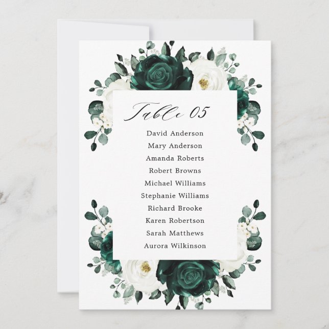 Emerald Greenery Eucalyptus Wedding Seating Chart Invitation (Front)