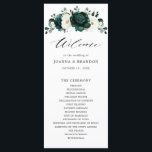 Emerald Greenery Eucalyptus White Floral Wedding Program<br><div class="desc">Elegant Emerald green greenery & ivory white floral botanical wedding program card featuring white roses and elegant green watercolor eucalyptus leaves . Please contact me for any help in customization or if you need any other product with this design.</div>