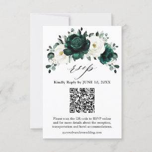 Emerald Greenery Eucalyptus White Floral Wedding R RSVP Card