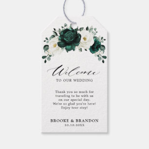 Emerald Greenery Eucalyptus White Wedding Welcome Gift Tags