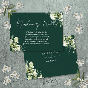 Emerald Greenery Floral Wishing Well Wedding Enclosure Card