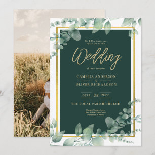 Emerald Greenery Gold FAIRE-PART DE MARIAGE PHOTO