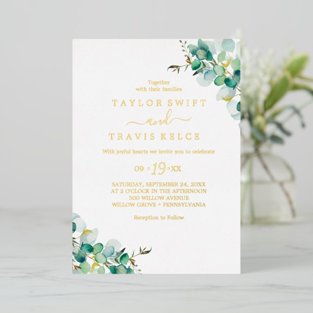 Emerald Greenery | Gold Foil Wedding  (Standing Front)