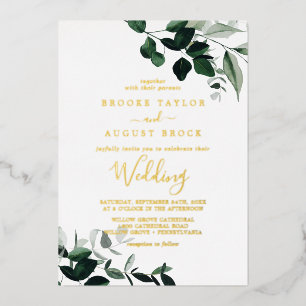 Emerald Greenery Gold Foil Wedding