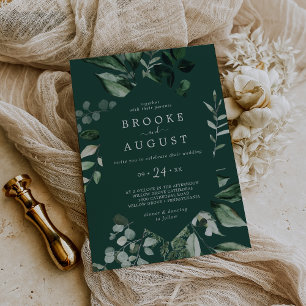 Emerald Greenery   Green Casual Wedding Invitation