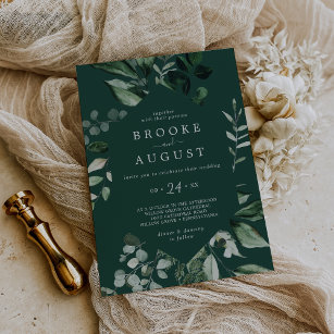 Emerald Greenery   Green Casual Wedding Invitation