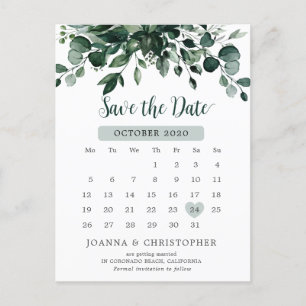 Emerald Greenery Green Eucalyptus Save the date  Postcard