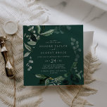 Emerald Greenery | Green Square Wedding Invitation<br><div class="desc">This emerald greenery green square wedding invitation is perfect for a boho wedding. The elegant yet rustic design features moody dark green watercolor leaves and eucalyptus with a modern bohemian woodland feel.</div>