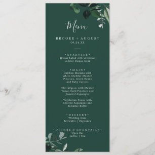 Emerald Greenery Green Wedding Dinner Menu