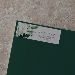 Emerald Greenery Grey Return Address Label