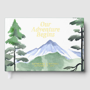 Emerald Greenery Mountain Pine Rustic Wedding  Guest Book