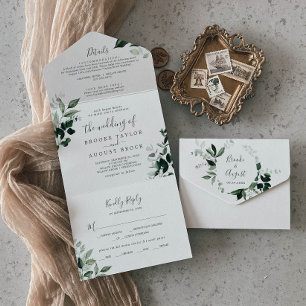 Emerald Greenery Photo Wedding All In One Invitati Invitation