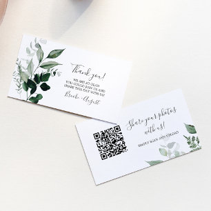 Emerald Greenery Photos Wedding QR Code Card