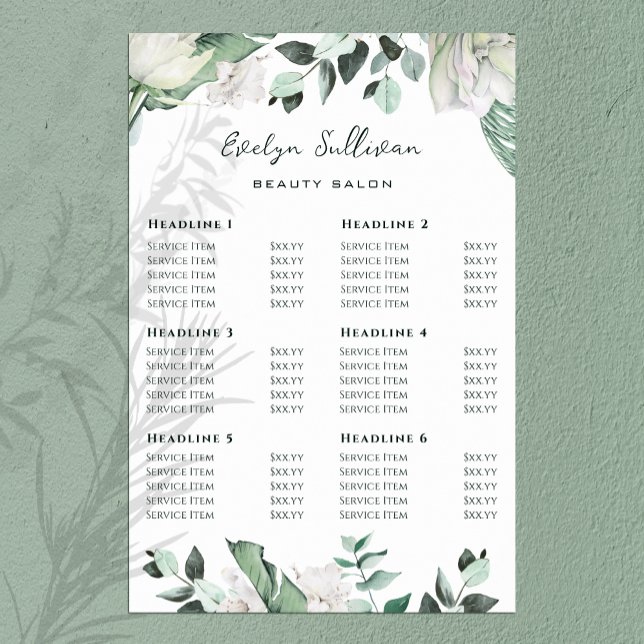 Emerald Greenery Price List Poster (Creator Uploaded)