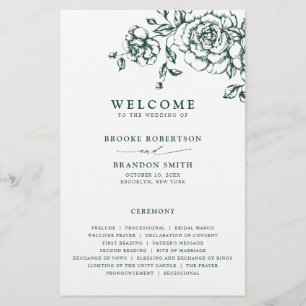 Emerald Greenery Programme Vintage de mariage bota