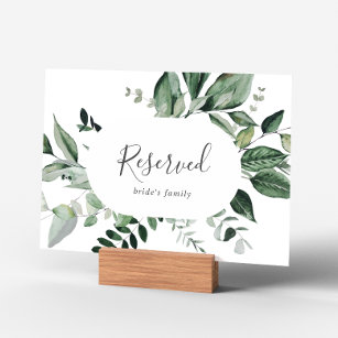 Emerald Greenery Reserved Sign