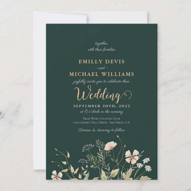 Emerald Greenery Signature Faire-part de mariage (Devant)
