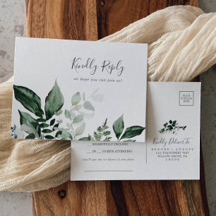 Emerald Greenery Song Request RSVP Postcard