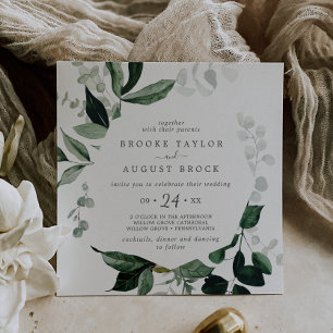 Emerald Greenery Square Wedding Invitation