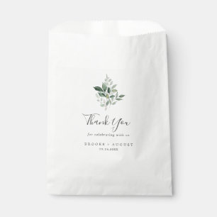 Emerald Greenery Thank You Wedding Favour Bag