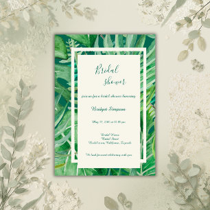 emerald greenery tropical wedding bridal shower  invitation