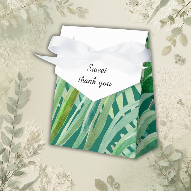 emerald greenery tropical wedding favor box (Creator Uploaded)