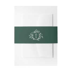 Emerald Greenery Vintage Botanical Wedding Invitation Belly Band