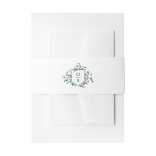 Emerald Greenery Vintage Botanical Wedding Invitation Belly Band