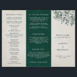 Emerald Greenery Vintage Botanical Wedding Program<br><div class="desc">Elegant Emerald green greenery vintage botanical wedding program featuring elegant green watercolor flowers and leaves. Please contact me for any help in customization or if you need any other product with this design.</div>