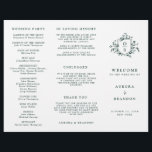 Emerald Greenery Vintage Botanical Wedding Program<br><div class="desc">Elegant Emerald green greenery vintage botanical wedding program featuring elegant green watercolor flowers and leaves. Please contact me for any help in customization or if you need any other product with this design.</div>