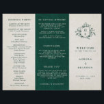 Emerald Greenery Vintage Botanical Wedding Program<br><div class="desc">Elegant Emerald green greenery vintage botanical wedding program featuring elegant green watercolor flowers and leaves. Please contact me for any help in customization or if you need any other product with this design.</div>