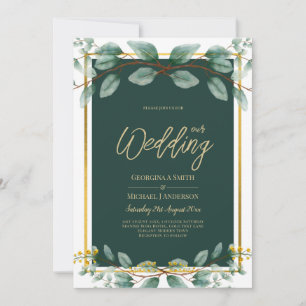 Emerald Greenery Wedding Botanical Nature Invites