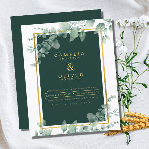 Emerald Greenery Wedding Botanical Nature Invites