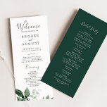 Emerald Greenery Wedding Program<br><div class="desc">This emerald greenery wedding program is perfect for a boho wedding. The elegant yet rustic design features moody dark green watercolor leaves and eucalyptus with a modern bohemian woodland feel. Include the name of the bride and groom, the wedding date and location, thank you message, order of service, bridal party...</div>