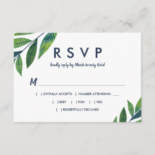 Emerald Greenery Wedding RSVP Card