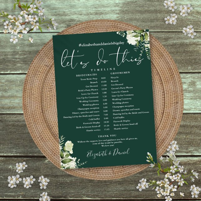 Emerald Greenery Wedding Schedule Timeline Program (Emerald Greenery Wedding Schedule Timeline Program)