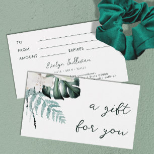 emerald greenery white flowers gift card