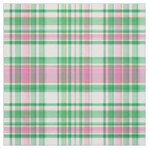 Emerald Grn Hot Pink Wht Preppy Madras Plaid Sz6#1 Fabric