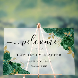 Emerald Happily Ever After Wedding Acrylic Sign