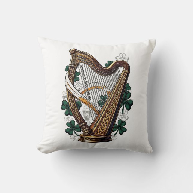 Emerald Harp Shenanigans T-Shirt  Throw Pillow (Front)