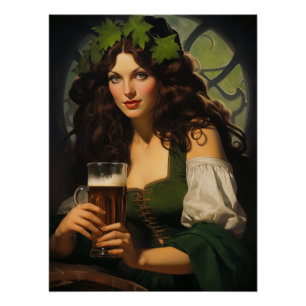 Emerald Heart, Golden Ale   Medieval Irish Maiden Poster