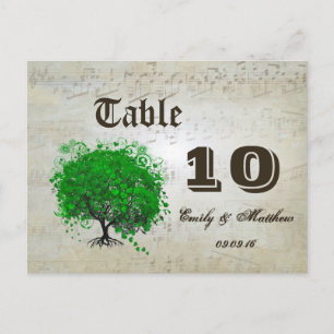 Emerald Heart Leaf Tree Table Number Postcard
