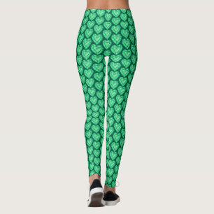 Emerald heart watercolor green art leggings