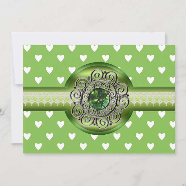 Emerald Hearts Party Invitation (Front)