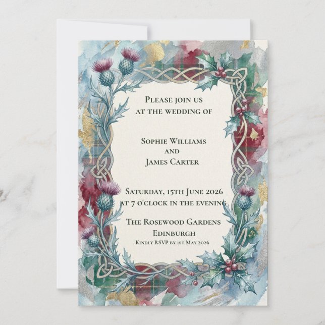 Emerald Highland Celtic Wedding Invitation (Front)