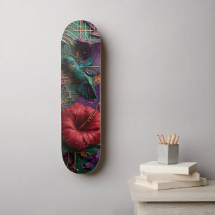 Emerald Hummingbird Paradise Relief - 3D Copper Skateboard