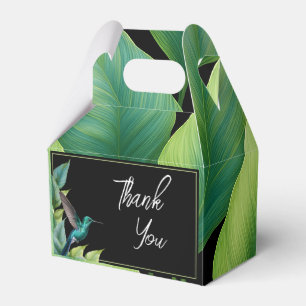 Emerald Hummingbird Tropical Leaves Wedding Favor Box