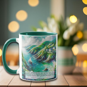 Emerald Isle Irish Christian KJV Romans Verse Mug