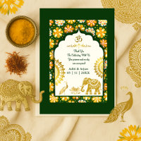 emerald ivory hindu ornate peacock om wedding 